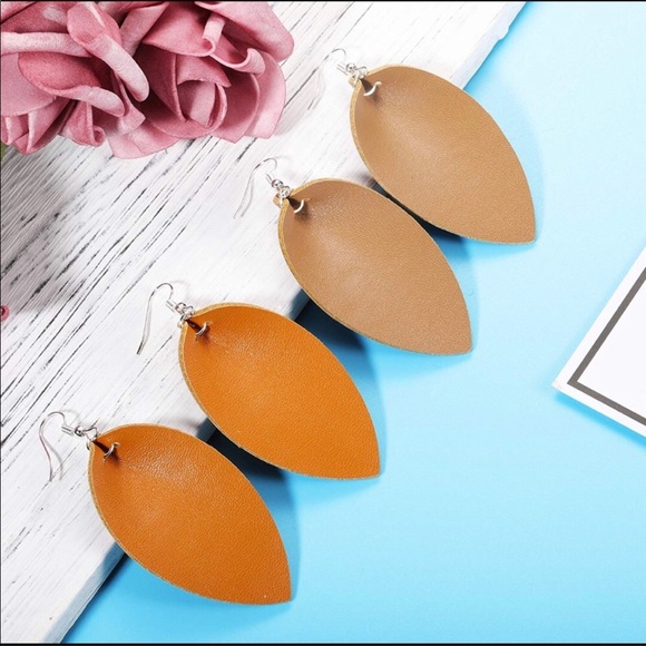 Handmade Faux Leather Earrings - Picture 7 of 7